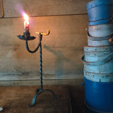 Antique Primitive Rush & Candle Holder