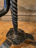 Antique Hand Forged Rush Light with Candle Holder Penny Feet Tripod