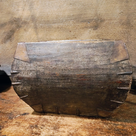 Antique Chinese Rice Grain Harvest Basket Bucket Scoop Measure