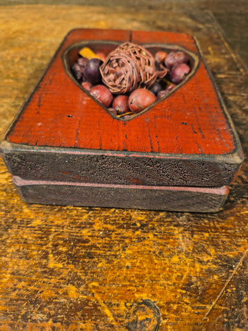 Primitive Wooden Heart Spice Holder