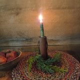 Antique Wooden Make-Do Wooden Candle Holder