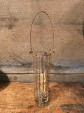 Rustic Hanging Wire Cage Lantern w/ Candle