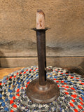 Antique Primitive Iron "hog scraper" Candlestick.