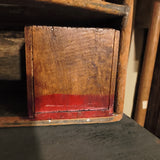 Red Apothecary Drawer W/ Early Calico & Wool Textiles From Old Quilts