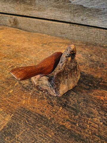 Wren Bird on Branch Signed Bryan Whaley Hand Carved Folk Art Sculpture 4.5" Vtg