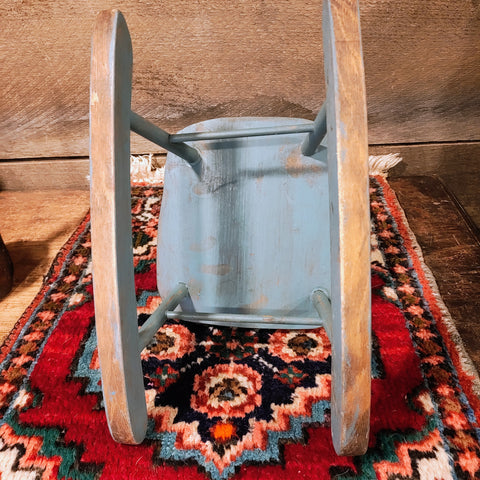 Primitive, Vintage original blue paint rocking chair