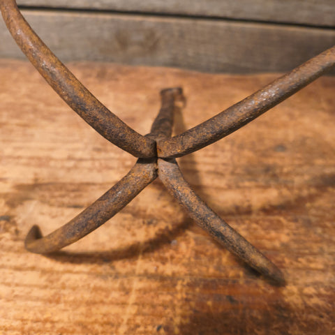 Original  Primitive Antique Hand-Forged Iron 4-Prong Grappling Hook or Well Hook 7"