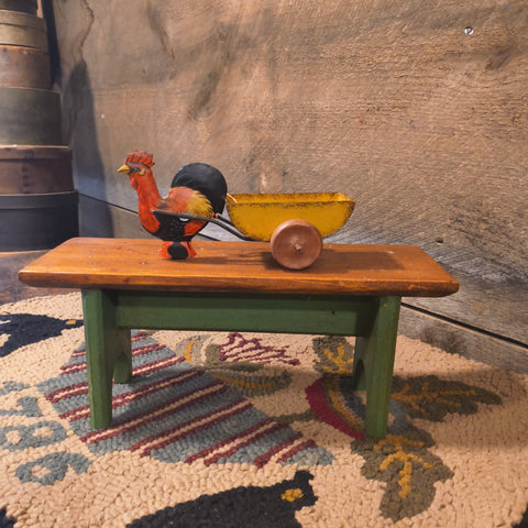 Vintage Stool With a Metal Rooster Pull Toy,  Bruce Alsass