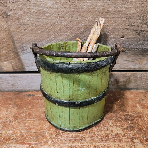 Antique Wood & Iron Berry Bucket
