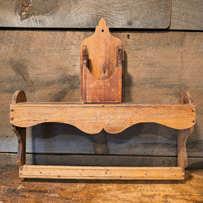 Antique Primitive Wooden Spoon & Mortar Holder