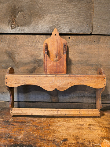 Antique Primitive Wooden Spoon & Mortar Holder