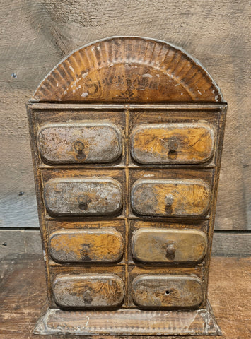 Antique Primitive Metal Spice Cabinet Apothecary