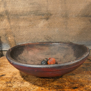 Antique Original Red Paint Wooden Bowl