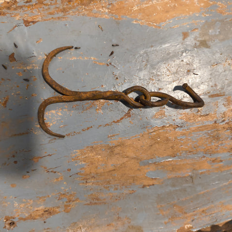 Antique Hand-Forged Wrought Iron Well Hook w/ candles