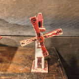 Primitive Vintage Folk Art House And Windmill