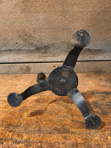 Antique Hand Forged Rush Light with Candle Holder Penny Feet Tripod