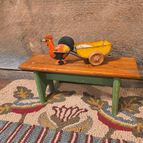 Vintage Stool With a Metal Rooster Pull Toy,  Bruce Alsass
