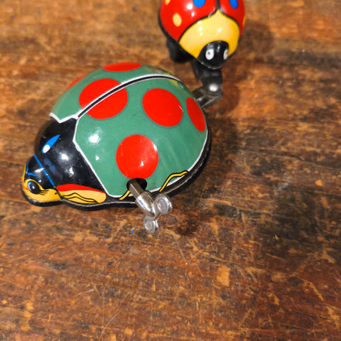 Miniature Lady-Bug. Vintage Tin Plate Clockwork Novelty