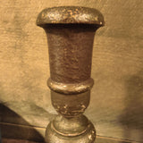 Antique Primitive Turned Wooden Candle Holders w/ Candles 
Base 6.5" x 12 5"