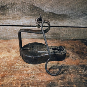 Antique Wrought Iron Betty Lamp