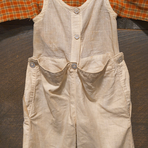 Old Primitive Linen Overalls