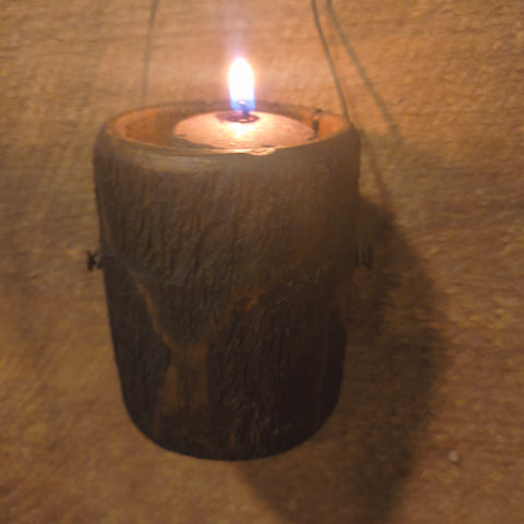 Primitive Wooden Hanging Candle Holder 2" x 3.5"