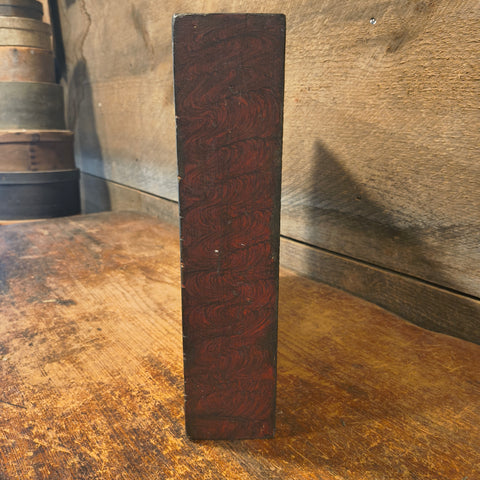 Antique Hooked Matt Inserted into a Red Painter Sorting Tray with Shoe Mold Candle Holder