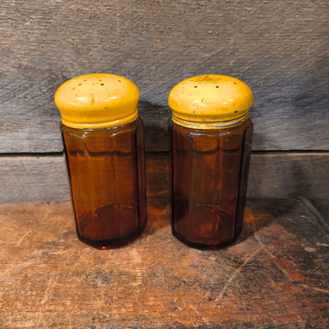 Vintage Amber Salt & Pepper Shakers