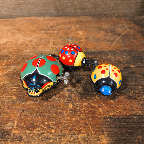 Miniature Lady-Bug. Vintage Tin Plate Clockwork Novelty