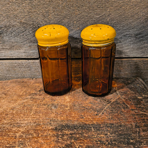 Vintage Amber Salt & Pepper Shakers