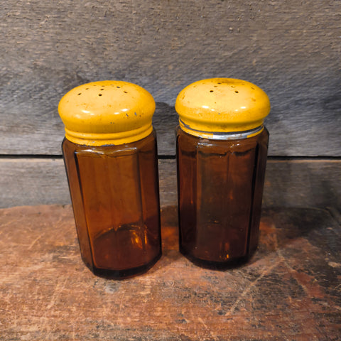 Vintage Amber Salt & Pepper Shakers