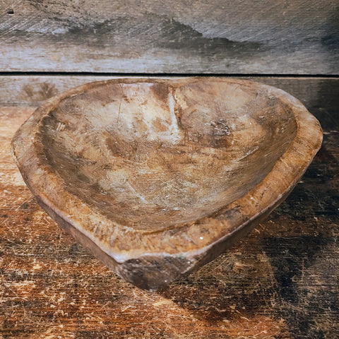 Primitive Wooden Heart Bowl