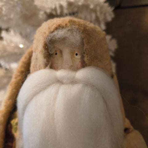 Primitive Handmade Santa w/ a Clay Face, 18.5"
