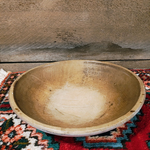 Antique Out Of Round Wooden Bowl.