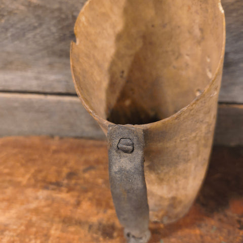 Antique Primitive Horn Cup w/ Leather Strap and 6.5"