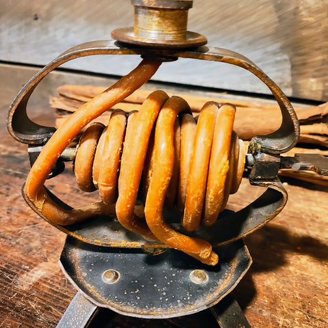 Antique Beeswax Coiled Candle Jack Wrought Iron