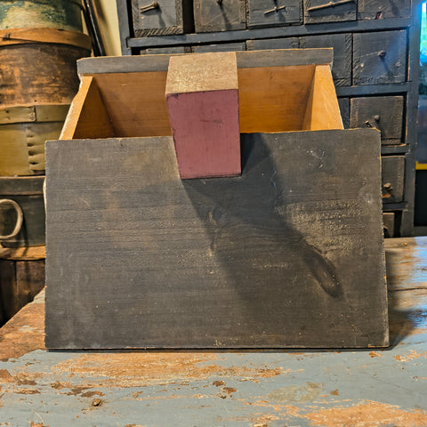Primitive Wooden Christopher Gurshin Decorated Pine House Storage Box