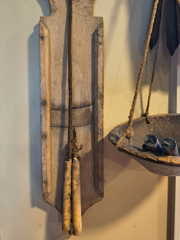 Antique Iron skewer with 3 6" faux Tallow Candles