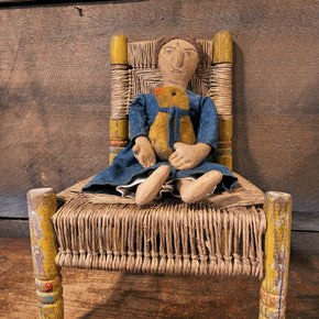 Antique Primitive Child Size Rush Chair.