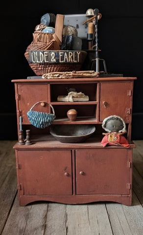 Antique Primitive Wooden Salesman  Step back Cupboard