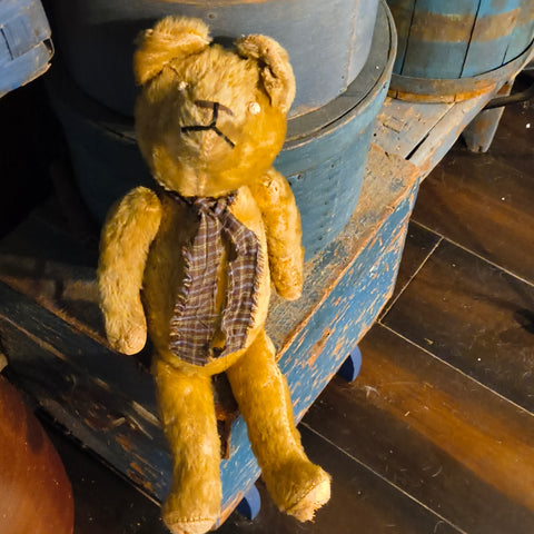Antique Primitives Straw-Stuffed Mohair Teddy Bear