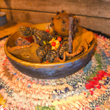 Primitive Vintage Wooden Bowl Filled w/ Fall Goodies 6"