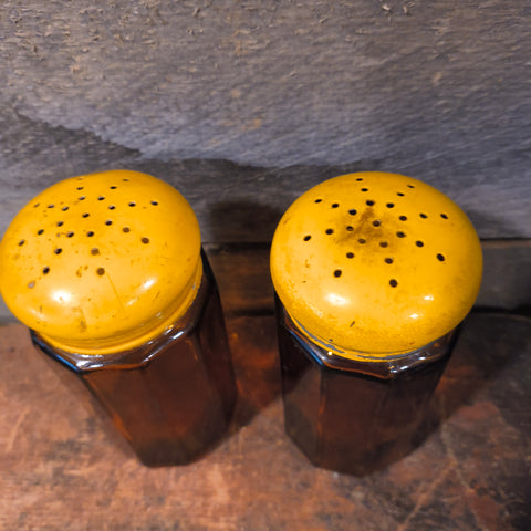 Vintage Amber Salt & Pepper Shakers