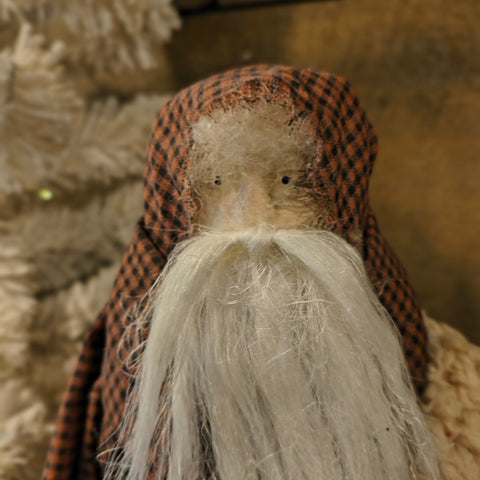 Primitive Handmade Santa w/Clay Face