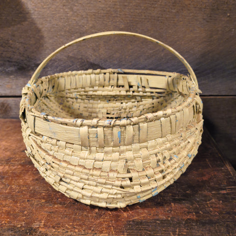 Antique Primitive Oak Split Half Buttocks Basket