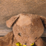 Primitive Straw-Stuffed Teddy Bear 11"