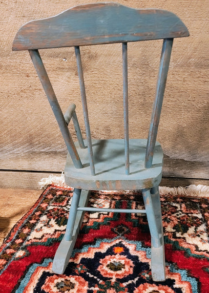 Primitive, Vintage original blue paint rocking chair - Karnik's ...