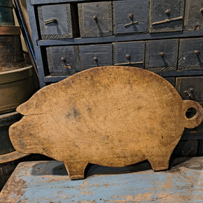 Antique Primitive Wooden Pig Chopping Board