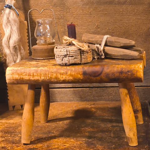 Antique Primitive Wooden Milking Stool