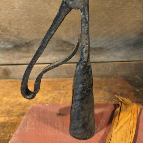 Antique Primitive Make- Do Early Iron Rush Holder.